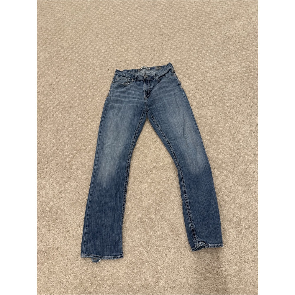 BKE Jeans Mens 32L Tyler Straight Leg Whiskers Nike Fade Cotton Stretch 32x33